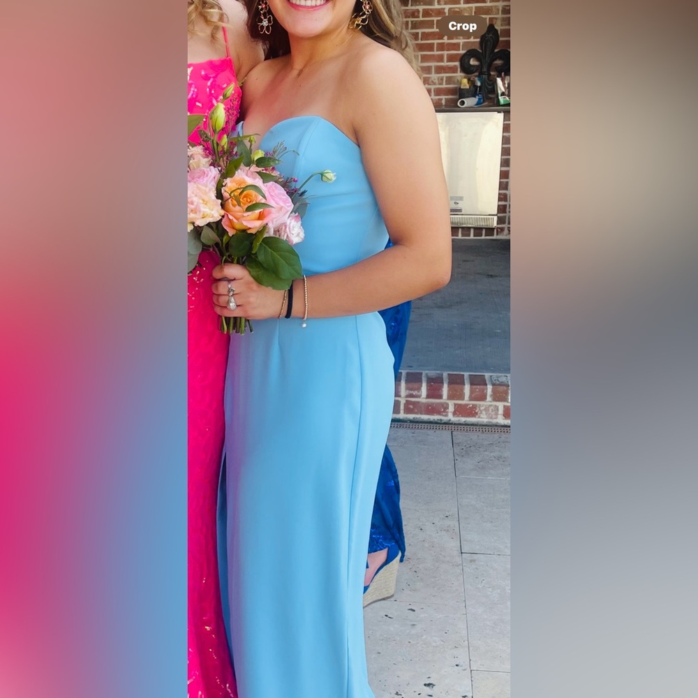 Amanda Uprichard Strapless Light Blue Gown